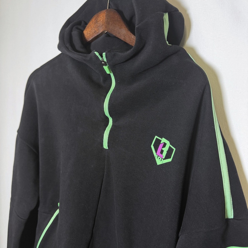 BSBL Lifestyle 101 Mens Quarter Zip Hoodie Black Neon Green Pink Large BL101